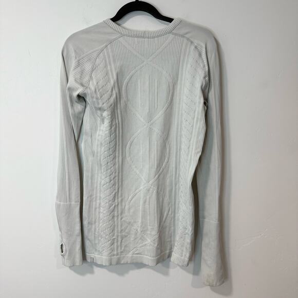 Lululemon Womens Rest Less Crew Pullover Shirt Top Cable Knit Seamless White 10 - Picture 2 of 7